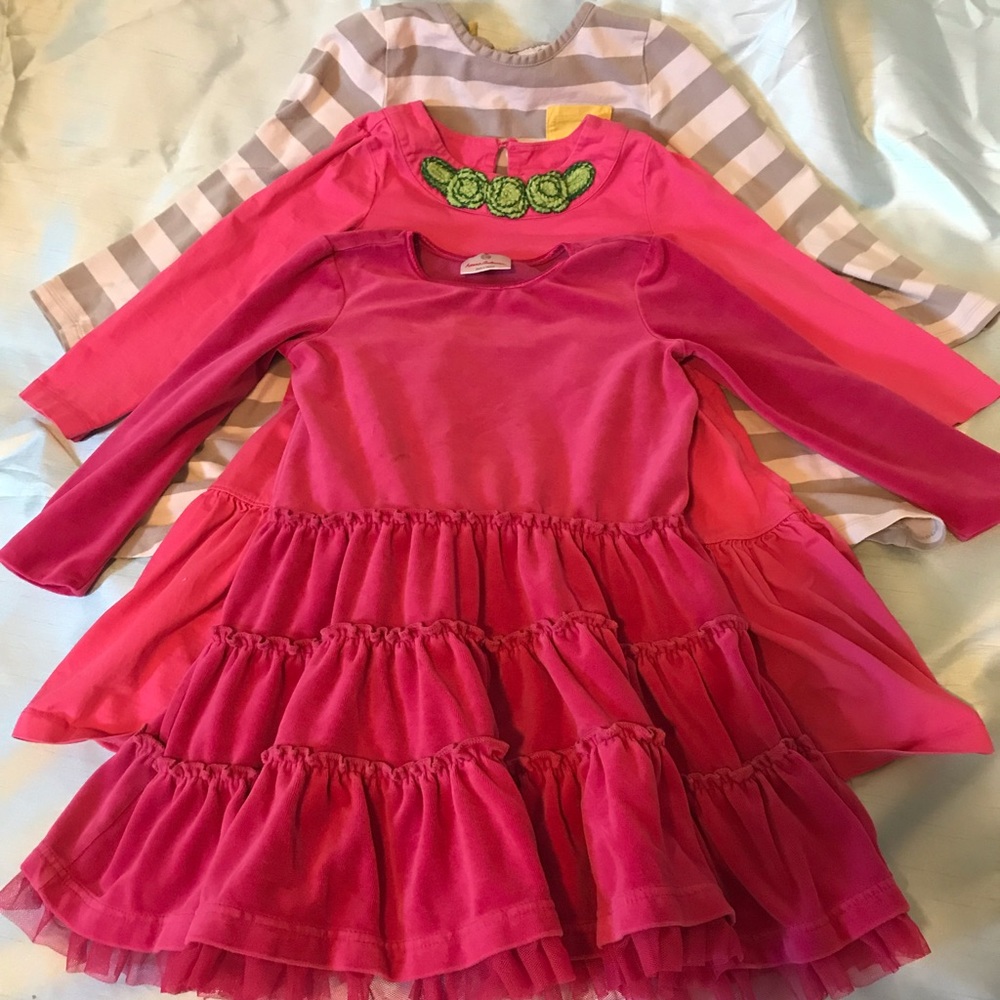 Three Hanna Anderson Dresses, with 2 Cardies & T